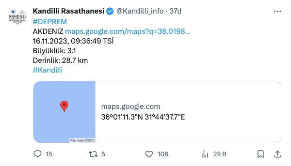 Deprem mi oldu? En son nerede deprem oldu? (16 Kasım)