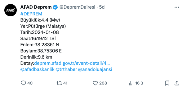 AFAD duyurdu: Malatya'da bir deprem daha!