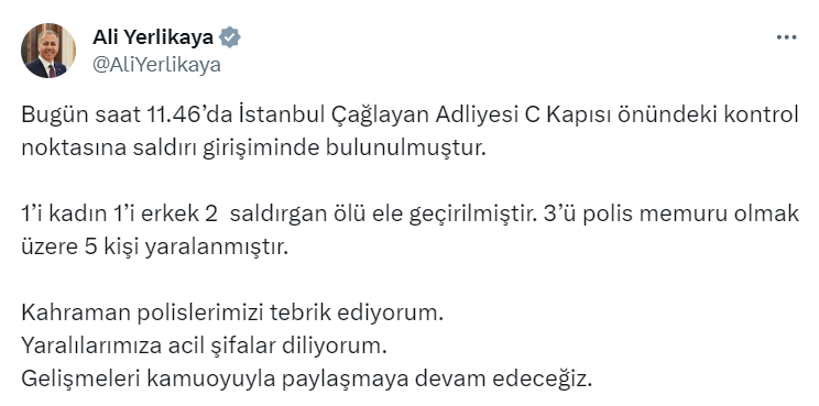 Çağlayan Adliyesi C Kapısı önünde terör saldırısı:2 saldırgan öldürüldü!