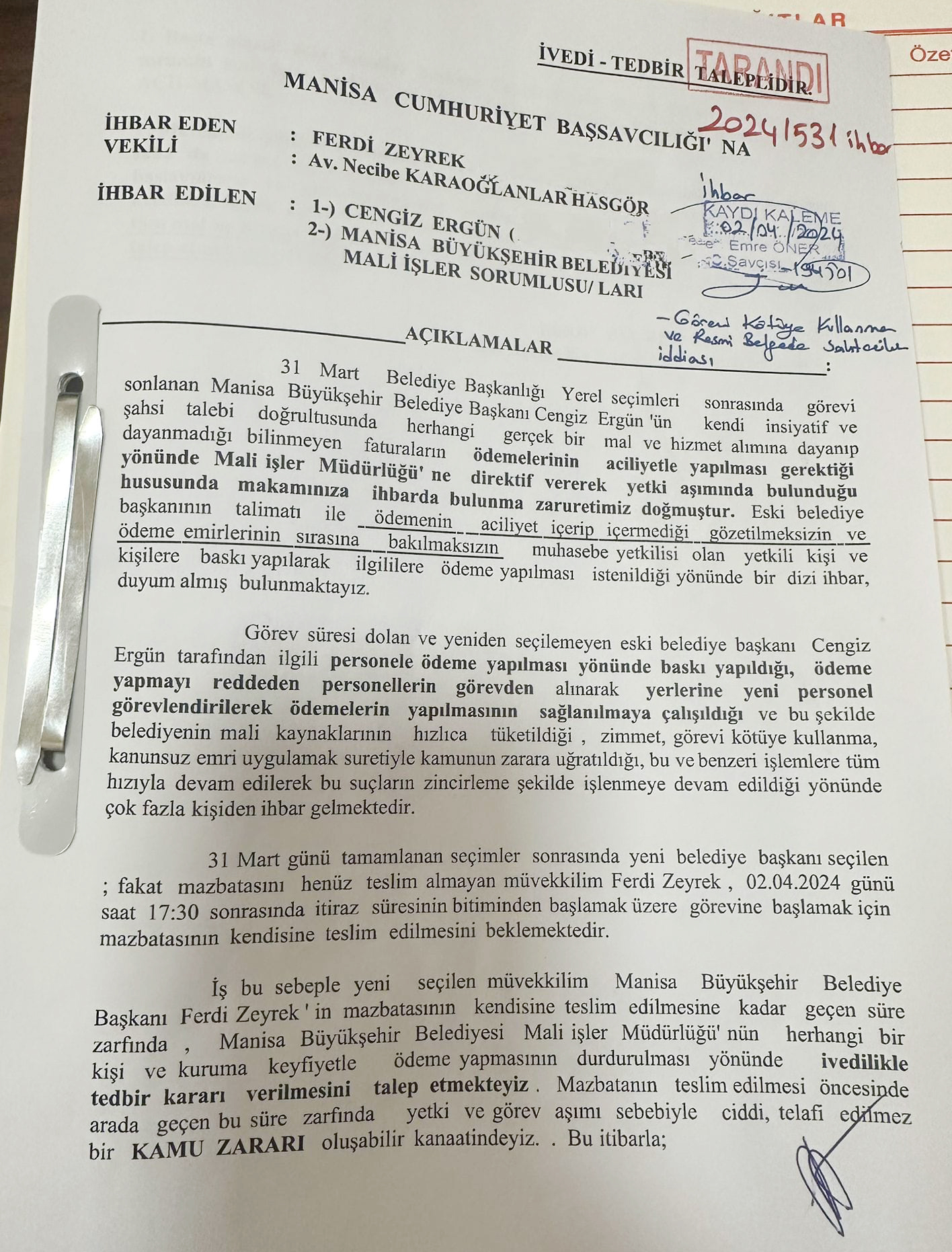 Zeyrek'ten 'Cengiz Ergün giderayak usulsüzlükler yapıyor' iddiası