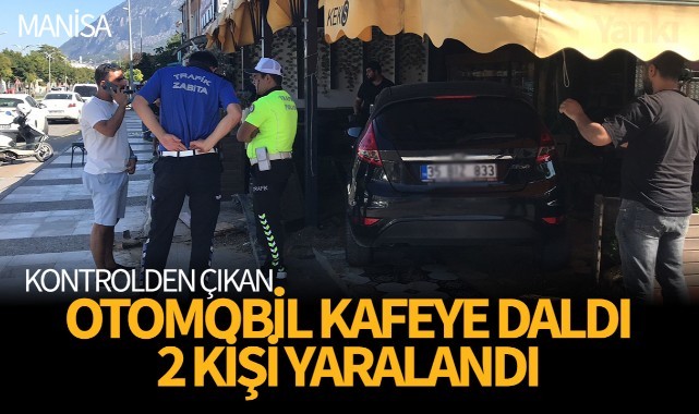 Araç kafeye daldı 2 yaralı!