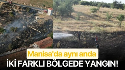 Manisa'da aynı anda iki farklı bölgede yangın