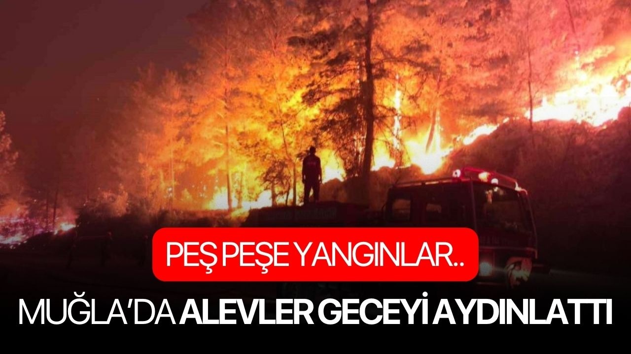 Muğla’da alevler geceyi aydınlattı