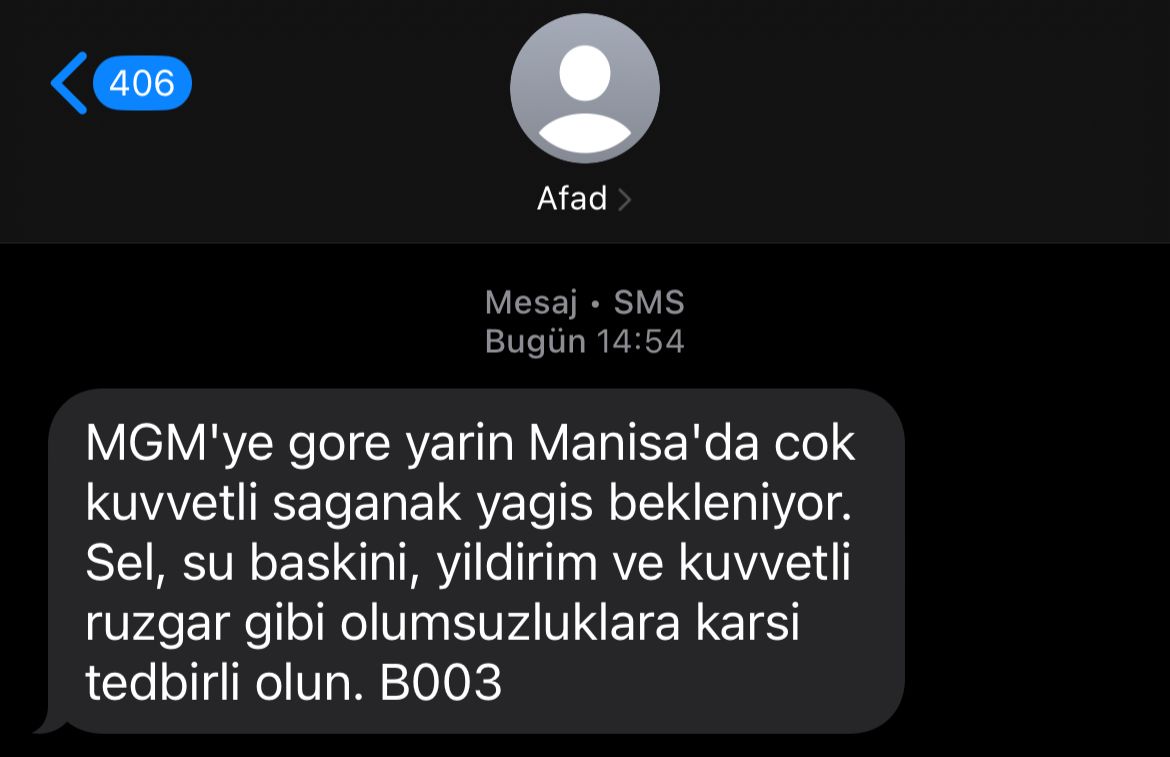 Manisa'ya bir uyarı da AFAD yaptı