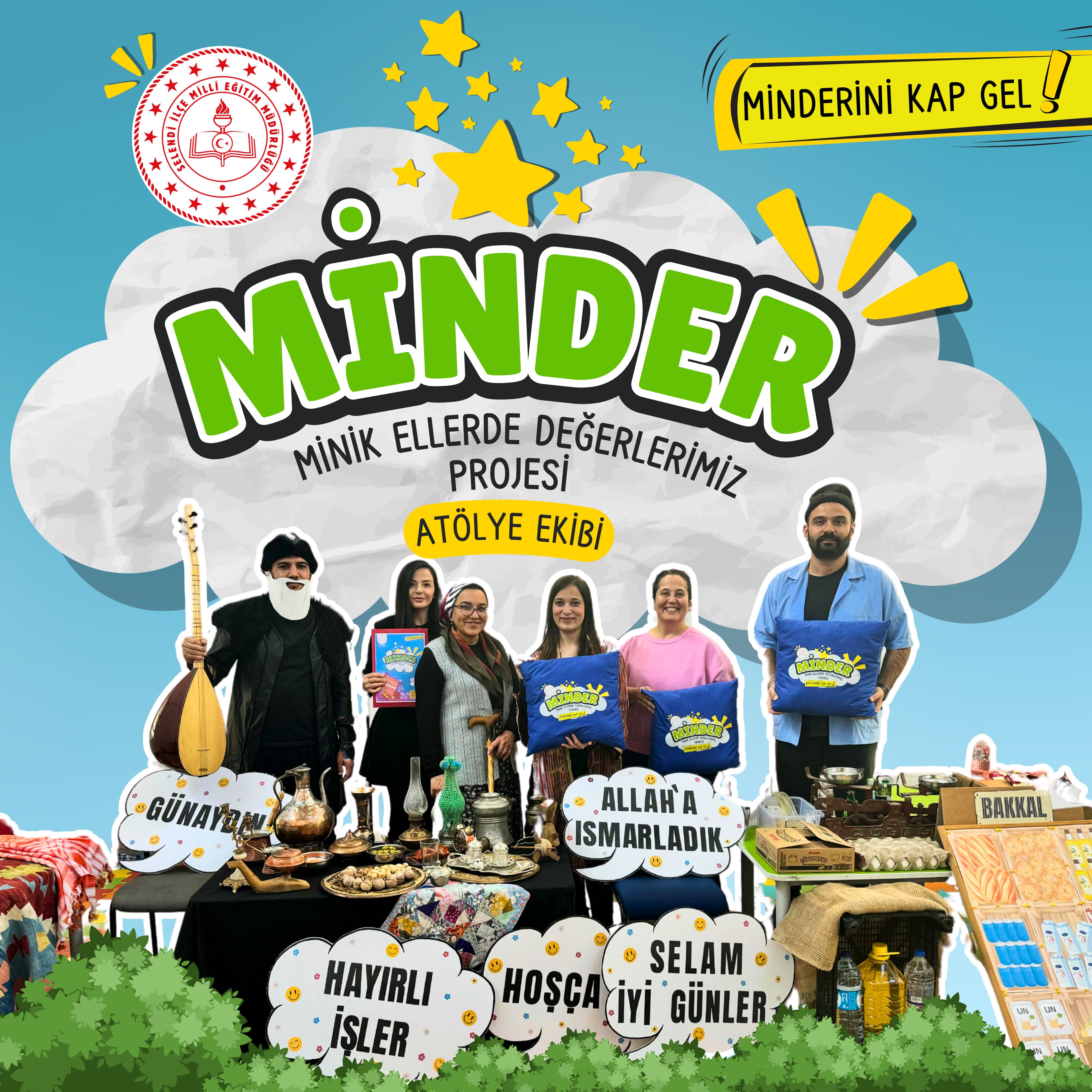 Mindere oturup, eğlenerek öğreniyorlar