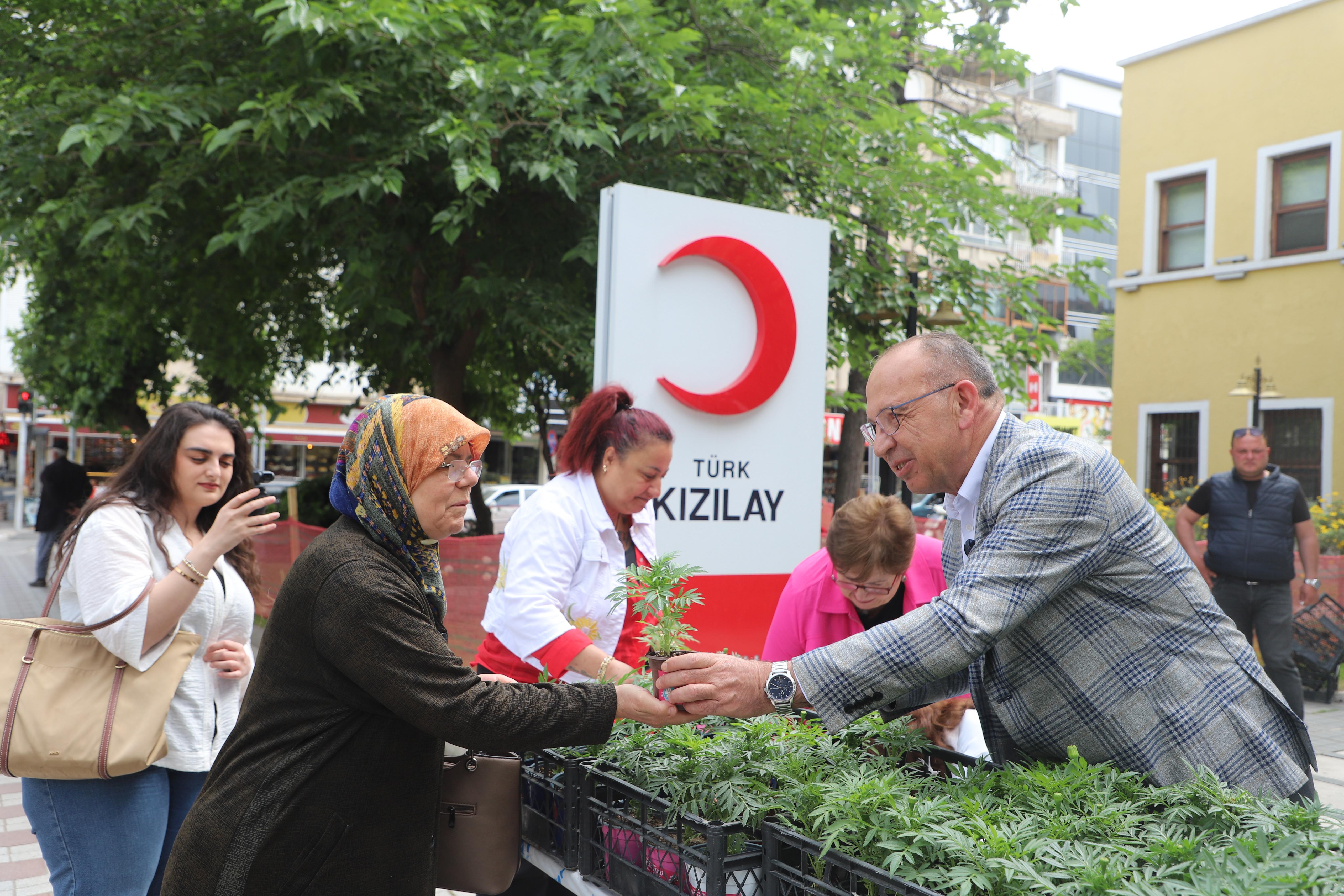 Turgutlu'da Anneler Günü dolayısıyla çiçek dağıtıldı