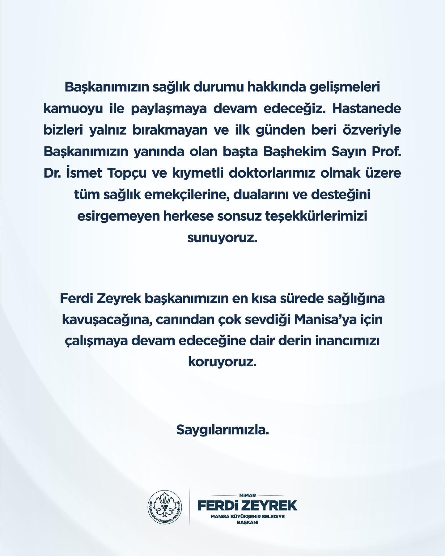 Zeyrek’in hesabından açıklama: ‘Hastaneye geldiği ana göre çok daha iyi’