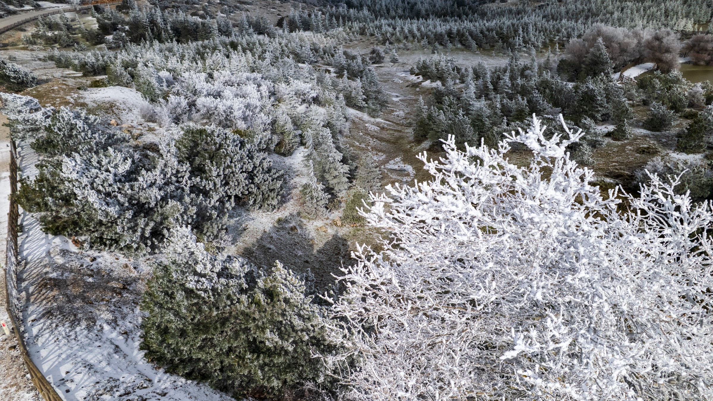 Spil Dağı Kar Yağmadan Buz Kesti: Milli Park Beyaza Büründü