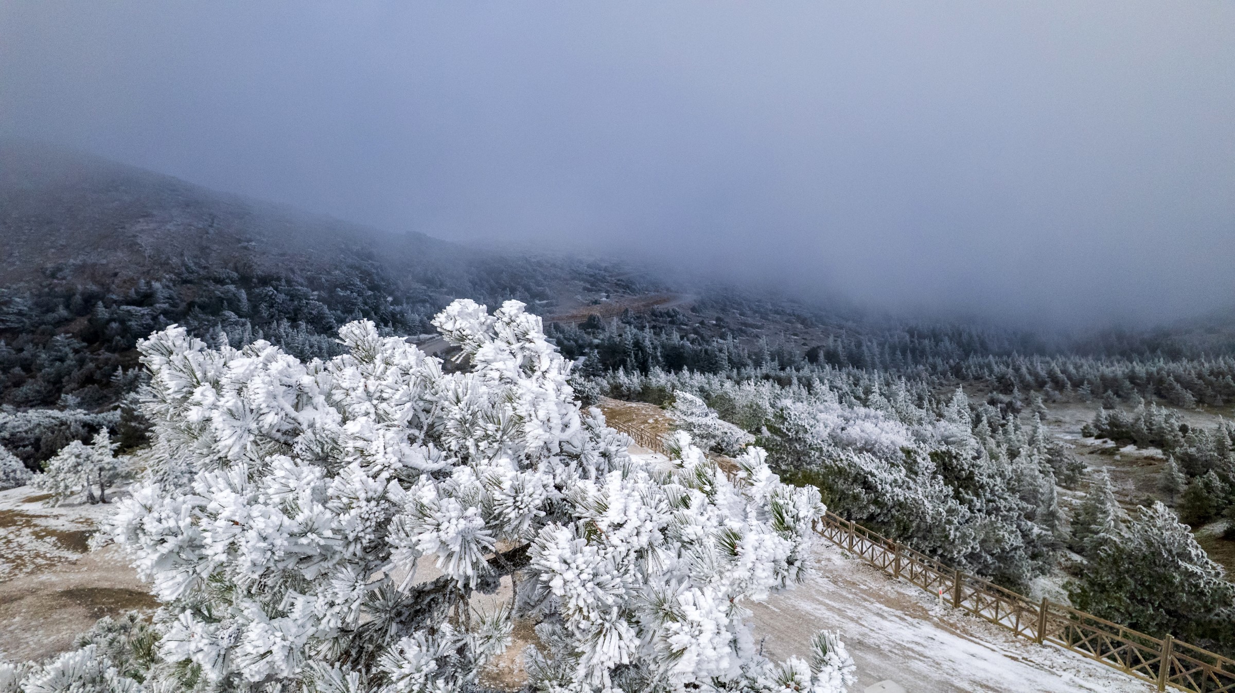 Spil Dağı Kar Yağmadan Buz Kesti: Milli Park Beyaza Büründü