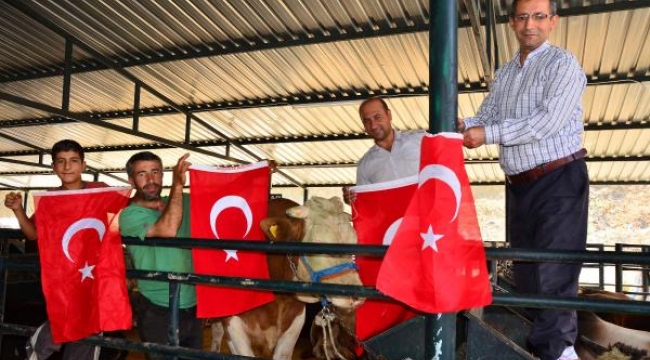 Kurban pazarında Zafer Bayramı kutlaması