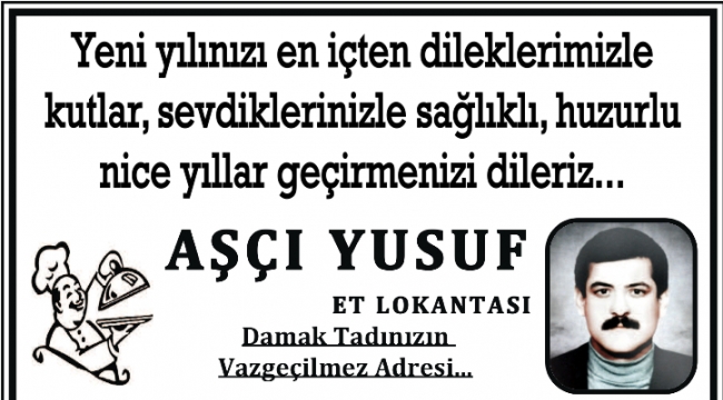 Aşçı Yusuf Et Lokantası yeni yılınızı kutlar