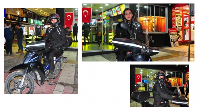 Kadın motorlu kurye şaşırtıyor 