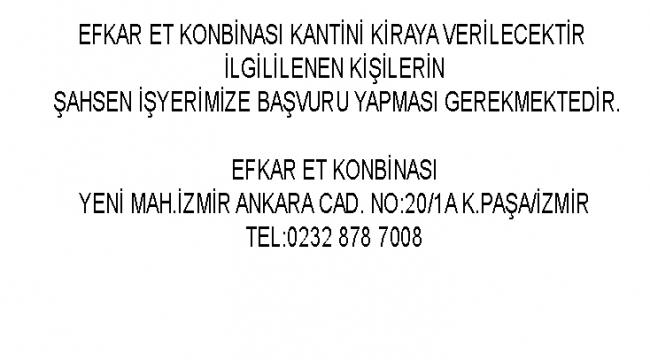 Kantin kiraya verilecektir
