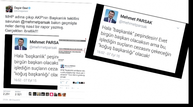 MHP’Lİ PARSAK’IN TWEETİNİ PAYLAŞAN CHP’Lİ ÖZGÜR ÖZEL, TWİTTER’DA GÜNDEM OLUŞTURDU