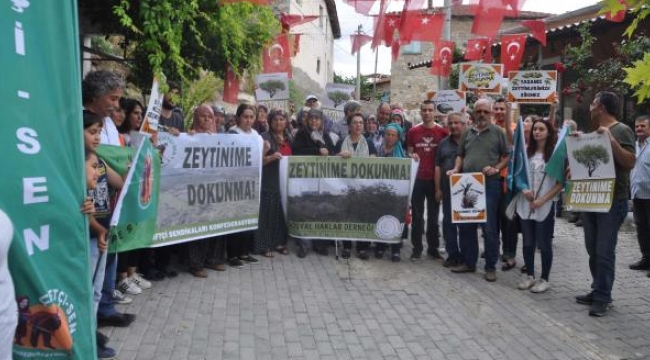 Yırca'da üreticilerin 'Zeytinime dokunma' protestosu