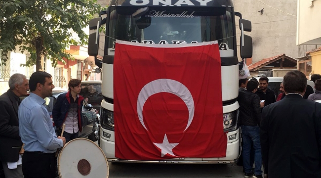 Gelini almaya TIR’la gitti
