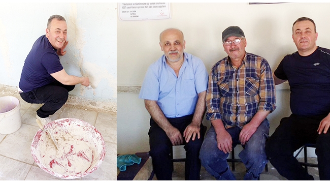Başkan üyesinin kahvehanesinin boya badanasını yaptı