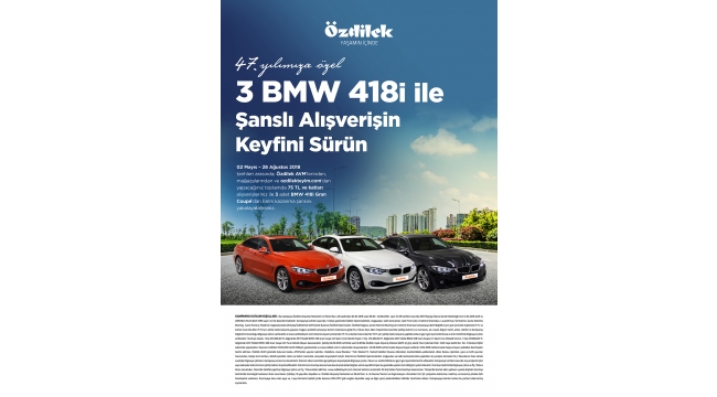 Özdilek, 47’inci yılında 3 kişiye BMW 4.18i Gran Coupe hediye ediyor