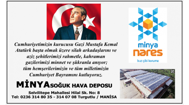 MİNYA SOĞUK HAVA DEPOSU CUMHURİYET BAYRAMINIZI KUTLAR