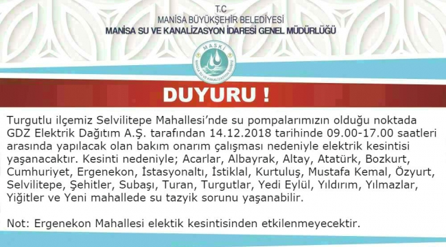 MASKİ muhtemel su kesintisi için uyardı: 'Ergenekon etkilenmeyecek'