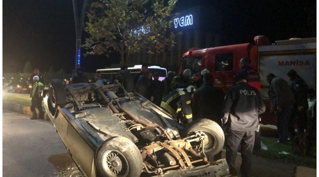 Takla atan otomobilin sürücüsü yaralandı