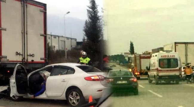 Otomobil kamyona çarptı: 1 ölü, 2 yaralı