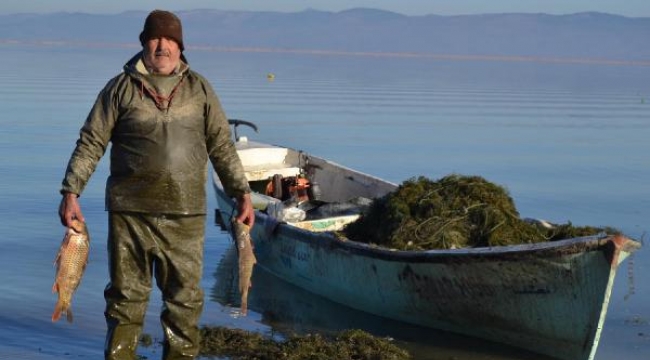 Marmara Gölü'nde su seviyesi yükseldi, balıkçıların yüzü güldü
