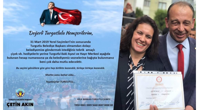 Çetin Akın tebrik çiçeği yerine aşevine bağış istedi
