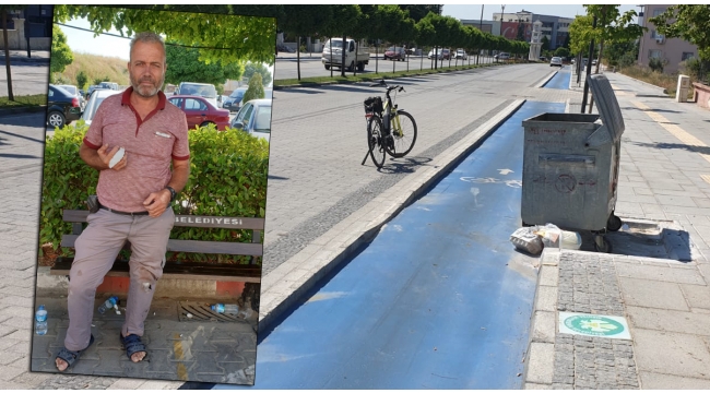 Bisiklet yolundaki çöp konteynırına takılıp yaralandı