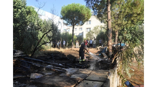Bahçedeki odun yangını ağaçlara sıçramadan söndürüldü