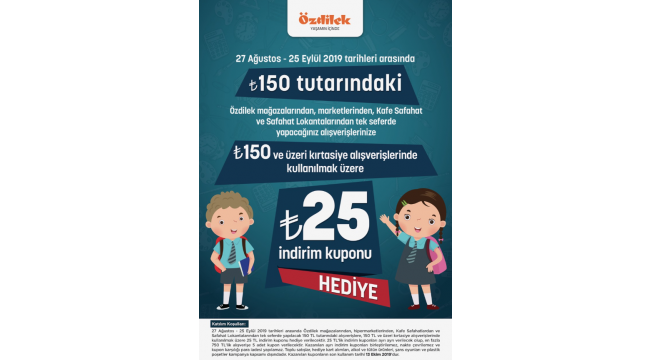 'Okula dönüş' alışverişlerinde Özdilek'ten 25 TL hediye çeki