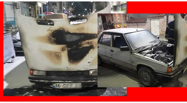 Alev alan otomobil itfaiye tarafından söndürüldü