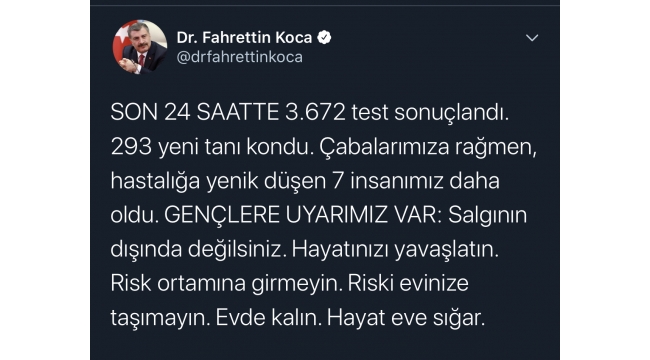 Türkiye'de koronavirüsten can kaybı 37'ye yükseldi!