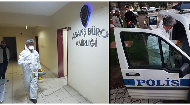 Turgutlu'da emniyet binaları ve araçlar dezenfekte edildi