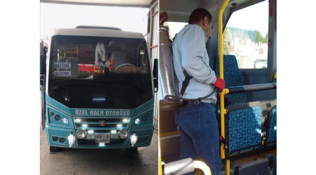 Turgutlu'da otobüsler ve minibüsler dezenfekte edildi