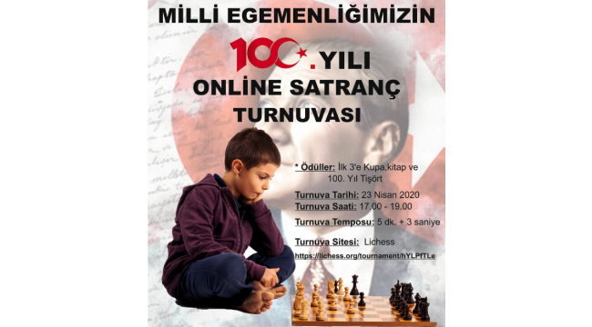 Milli egemenliğimizin 100'üncü yılında online satranç turnuvası