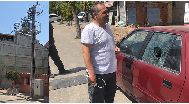 Trafo patladı, aracın camı kırıldı