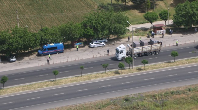 Manisa'da helikopter destekli trafik denetimi