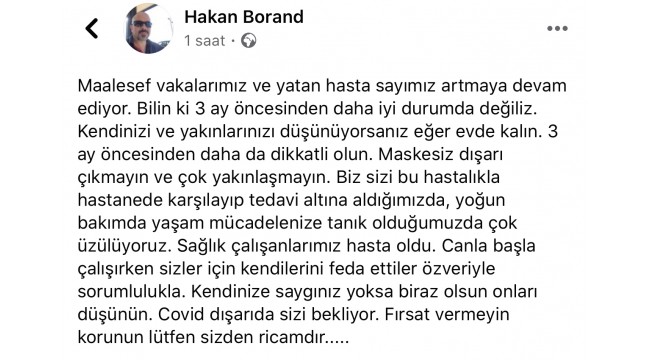 Turgutlu'da görev yapan doktordan ikinci uyarı: 'Bilin ki 3 ay öncesinden daha iyi durumda değiliz'