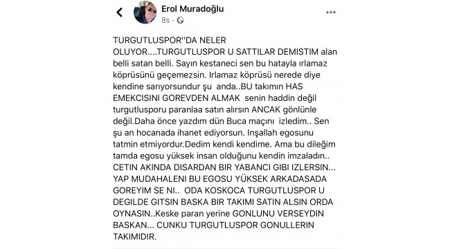 Eski futbolcu ve antrenör Erol Muradoğlu'ndan Başkan Kestaneci'ye tepki