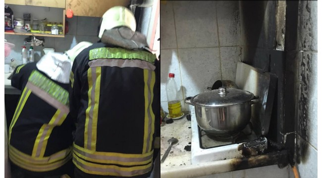 Ocakta unutulan yemek yangın çıkardı