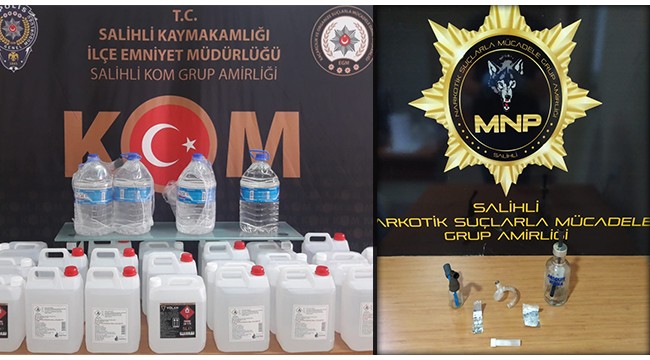 Salihli'de sahte içki ve uyuşturucu operasyonları