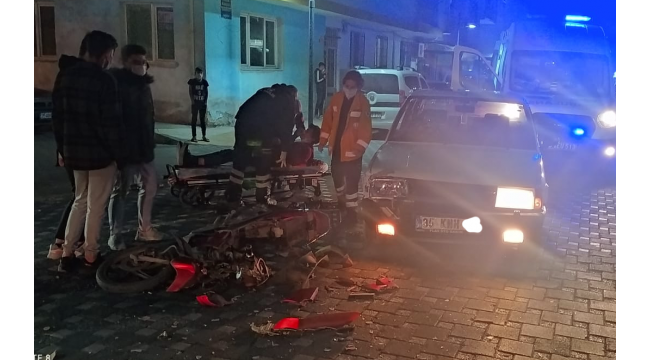 Otomobil ile çarpışan elektrikli bisiklet sürücüsü yaralandı