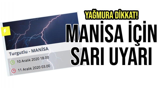 Manisa için 'sarı' uyarı