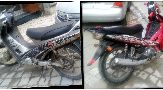 Çalınan motosikletler terk edilmiş vaziyette bulundu