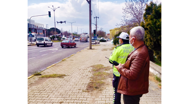 Turgutlu'da 'drone' destekli uygulama; 42 sürücüye ceza! 