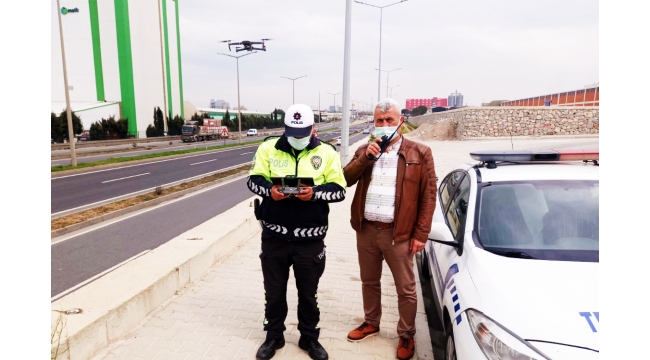 Turgutlu'da 'drone' destekli uygulamada 37 sürücüye ceza kesildi