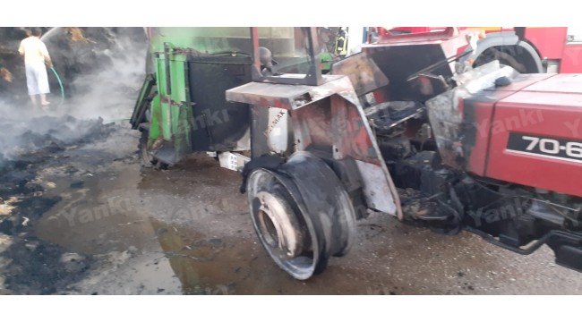 Çiftlikte yangın çıktı, 12 ton yem kül oldu