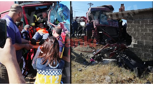Freni patlayan TIR’la metruk binaya çarparak durabildi: 1 yaralı