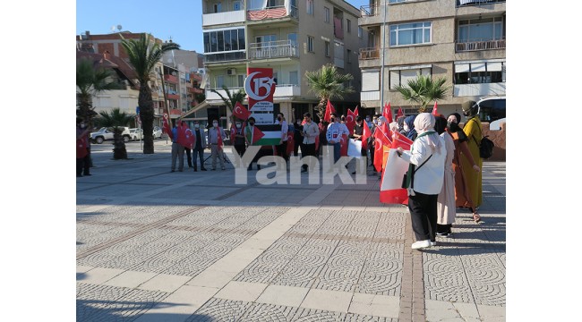 Turgutlu'da bir grup genç İsrail'i protesto etti